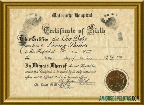 Certidão de Nascimento da Maternidade exemplo real